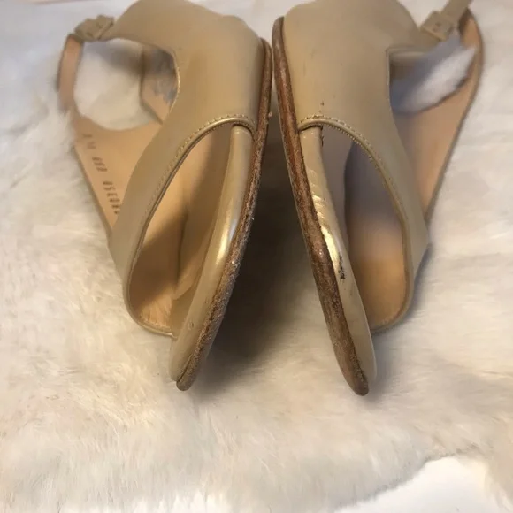 Ferragamo Slingback Leather Sandals Square Toe 6.5